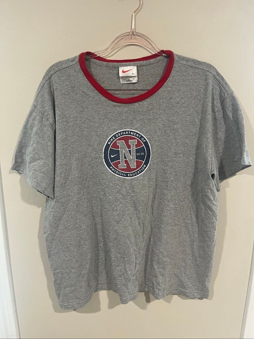 Vintage Nike Physical Education Ringer Tee Gray XL